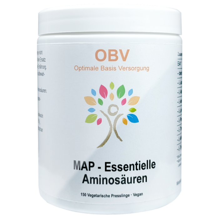 MAP Amino Acids Tablets – vegan food supplement with 8 essential amino acids in a jar